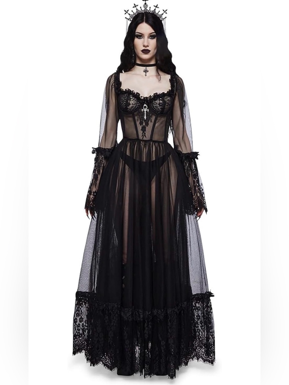 Dolls Kill Dance with Death Maxi Dress by Widow - RARE